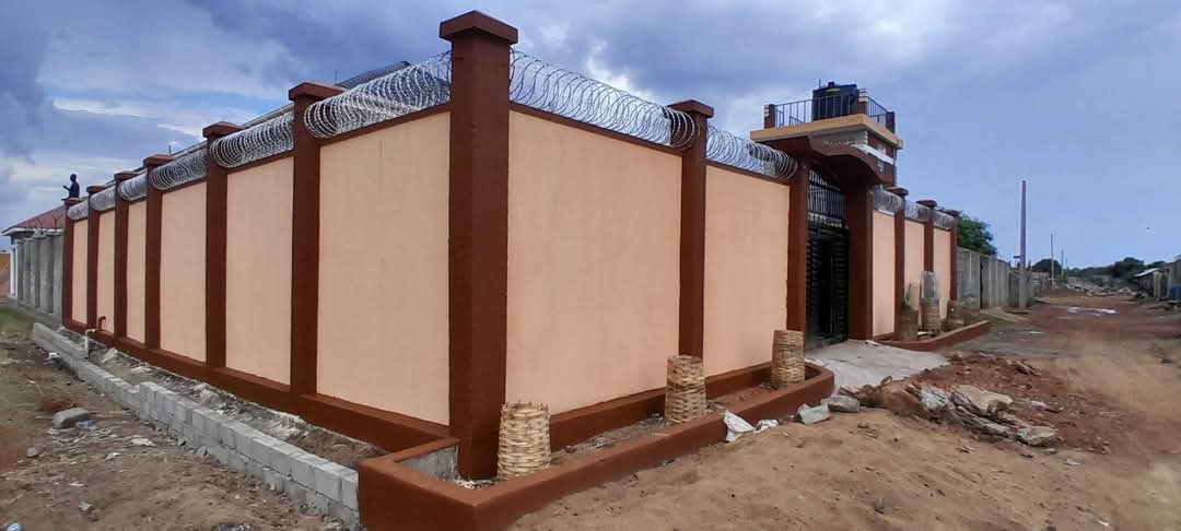 A completed wall fence construction project in Juba, South Sudan