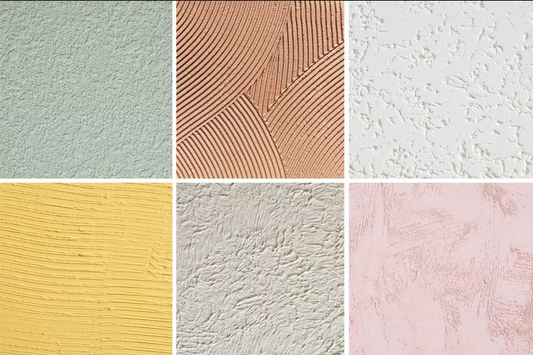 A combination of six different types of exterior textures in different colours