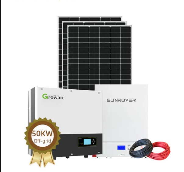 A 50kw solar system in a white background.