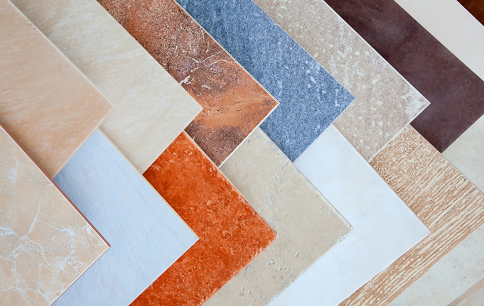 A neatly piled vertically arranged tiles in Juba, South Sudan