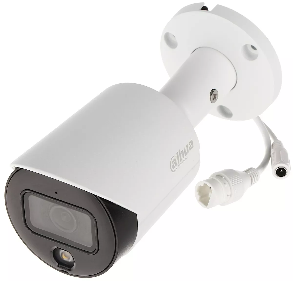 A front & side view of a cylindrical Dahua 1080p Bullet Network Camera