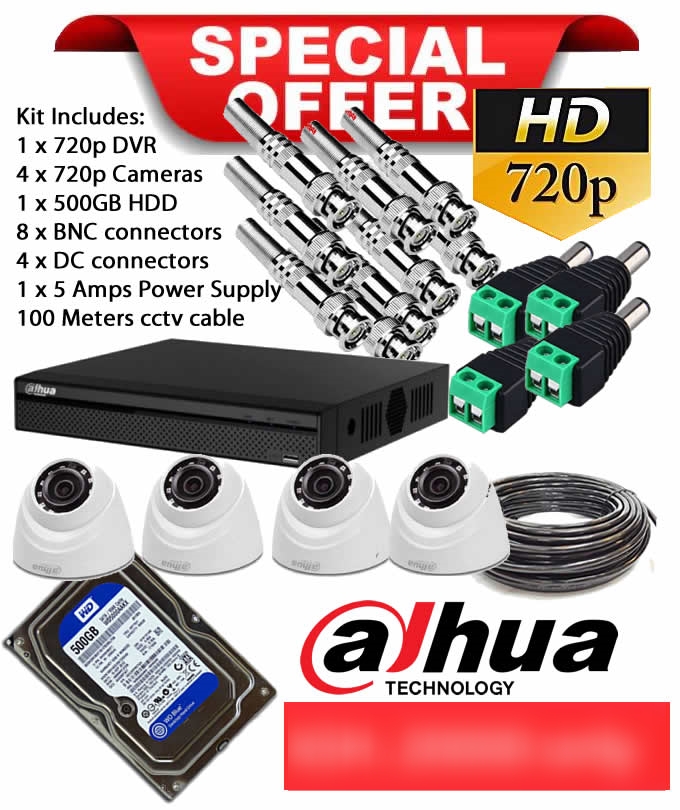 4 dahua dome cameras and accessories