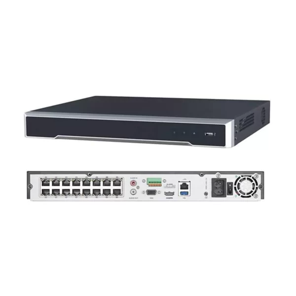 A front & back side of 16 Port hikvision NVR