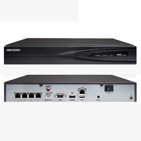 Front & back view of 4 Port Hikvision NVR