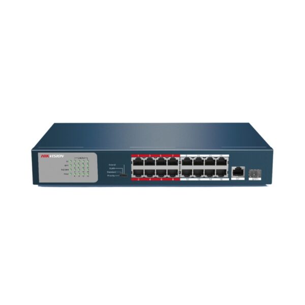 The back side of 16 Port PoE Switch